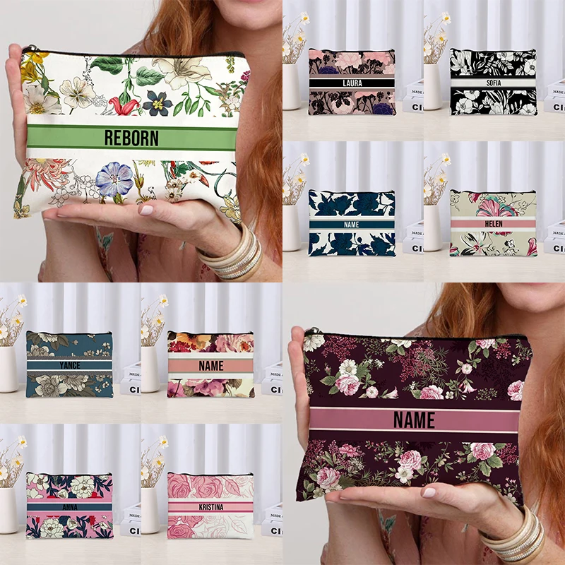 Luxury Skincare Women - 2024 Trendy Floral Name Cosmetic Bag
